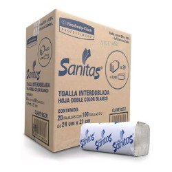 4 Cajas Toalla Interdoblada Sanitas(2000 Servicios) Kimberly